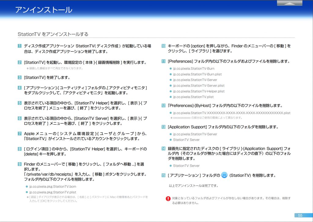 アンインストール